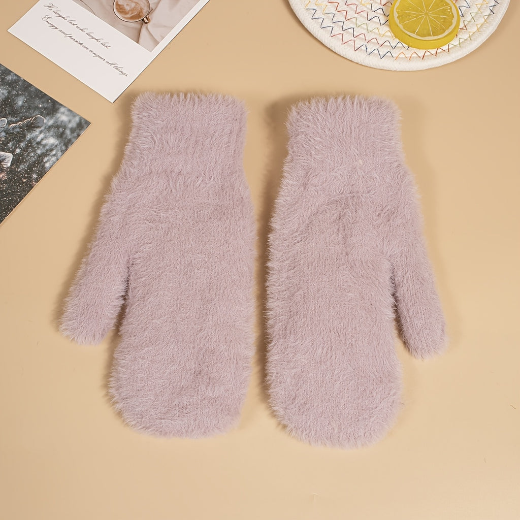 Moufles en peluche, beige