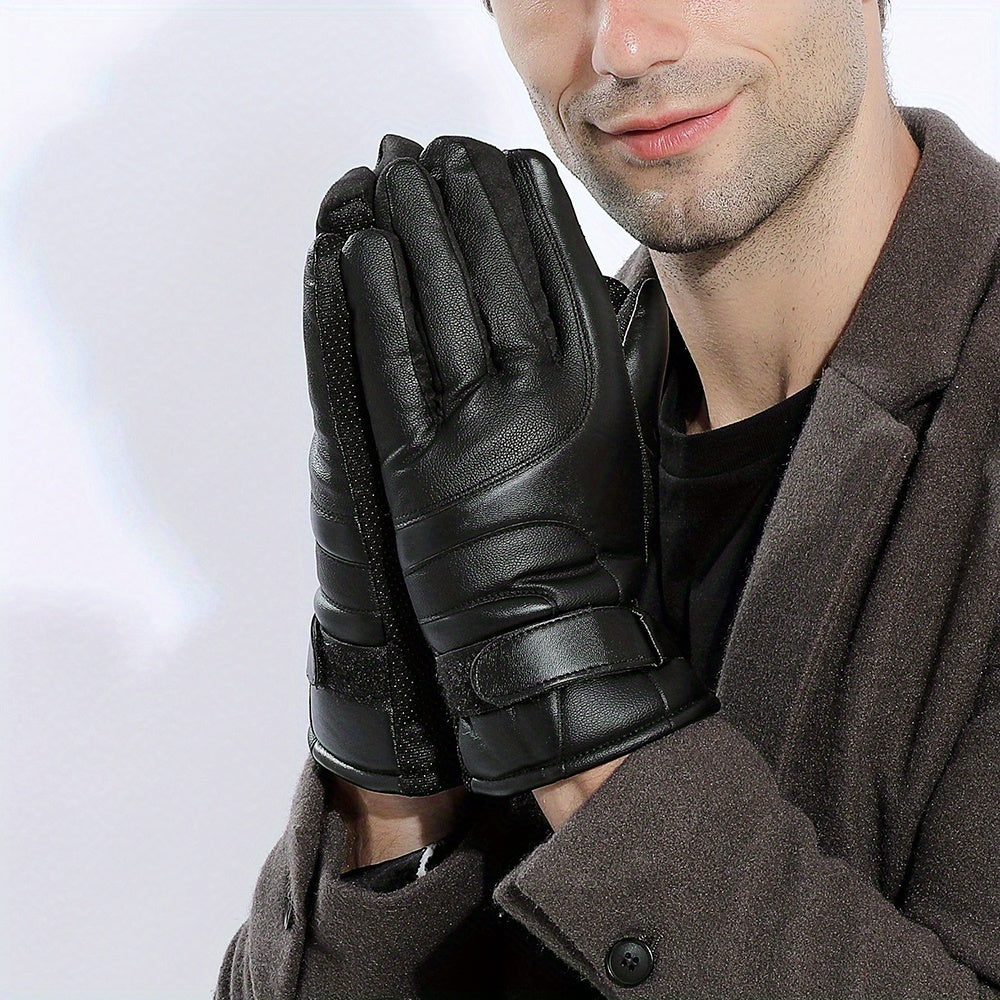 Gants mitaines coupe-vent thermiques en cuir