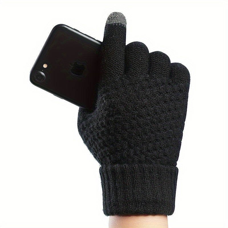 Gants doublés en maille, 3 coloris, rayé