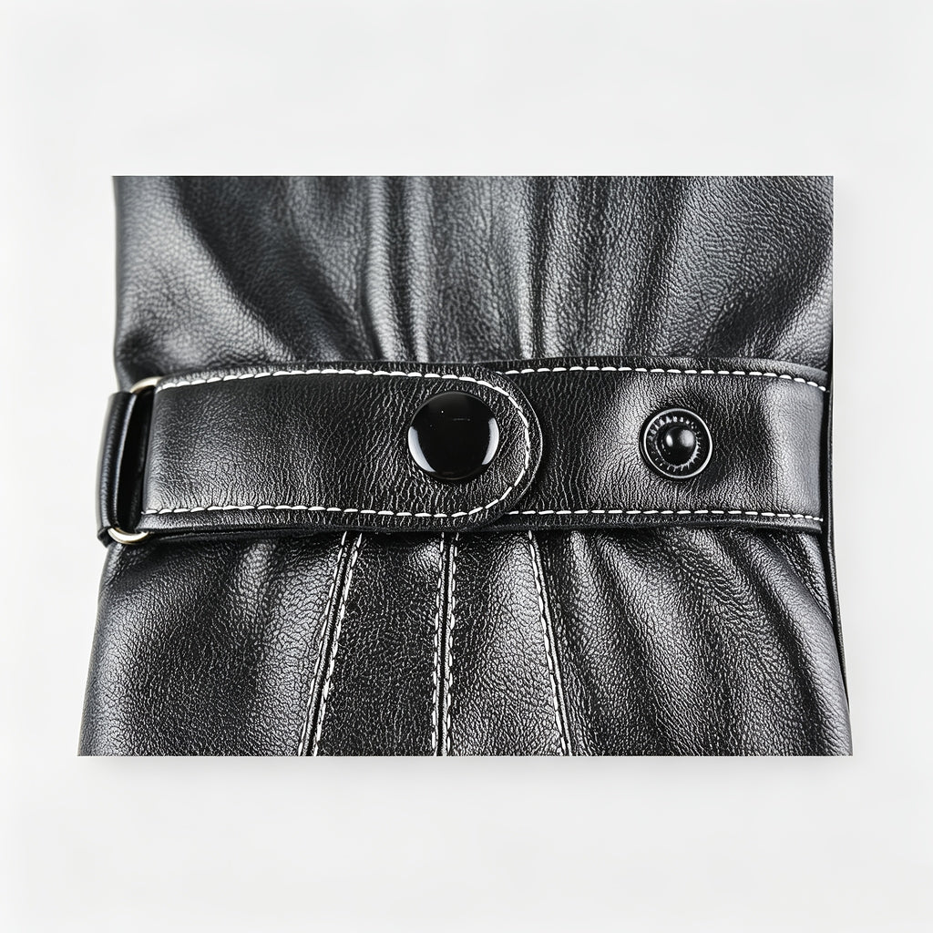 Gants de conduite de vélo en cuir, noir