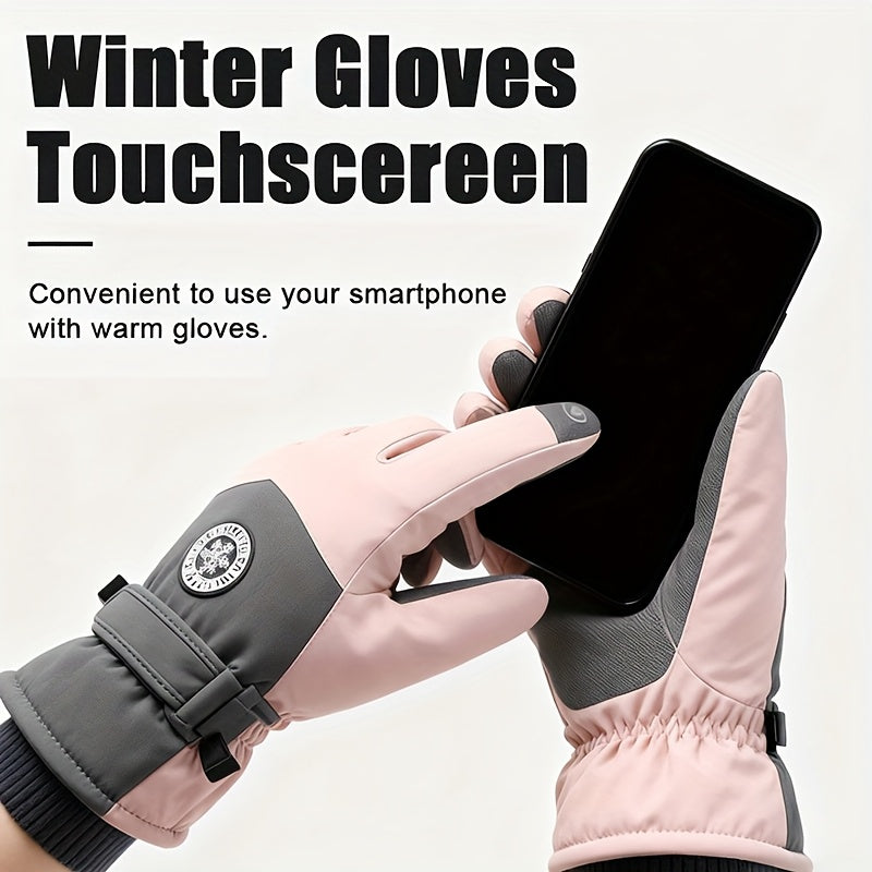 Gants de ski imperméables à poignet froncé à oursons