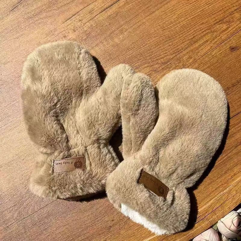 Gants mitaines doublés thermiques en coton