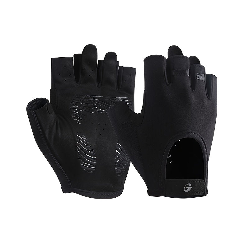 Gants de musculation sans doigts antidérapants en cuir, demi-doigts, respirant