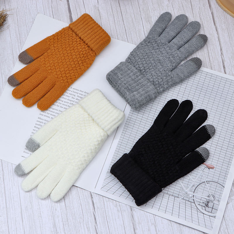 Gants tactiles en maille gaufrée, blanc