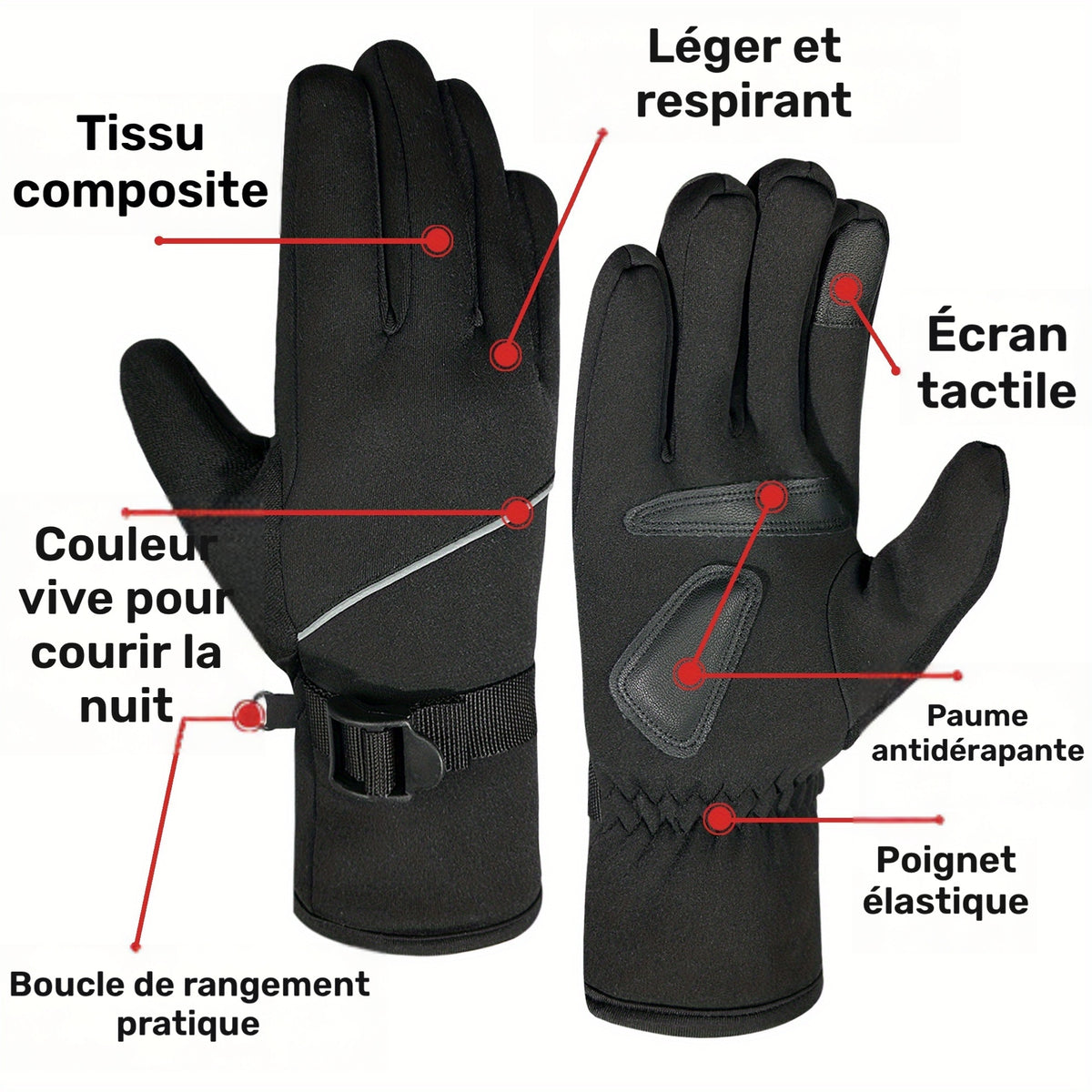 Gants de ski tactiles, du S au XL