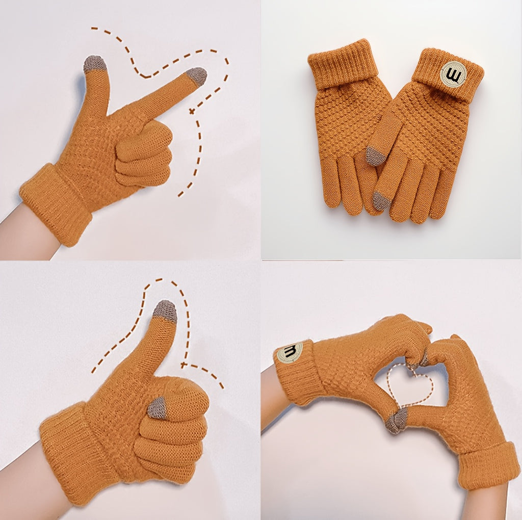 Gants tactiles en maille gaufrée imprimés