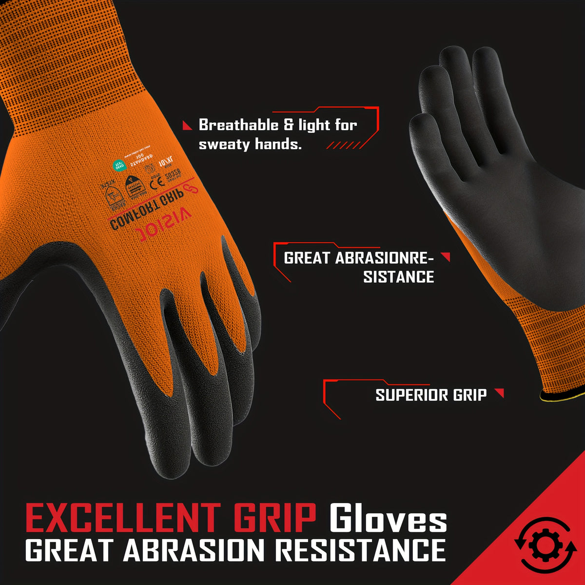 Gants de travail tactiles en maille enduite — lot de 20 paires