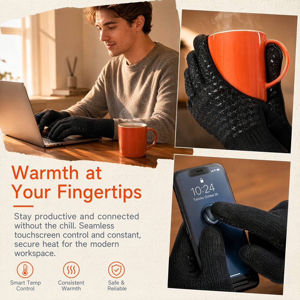 Gants tactiles chauffants en maille
