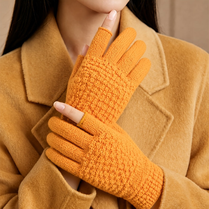 Gants sans doigts thermiques en maille, 5 coloris, à oursons