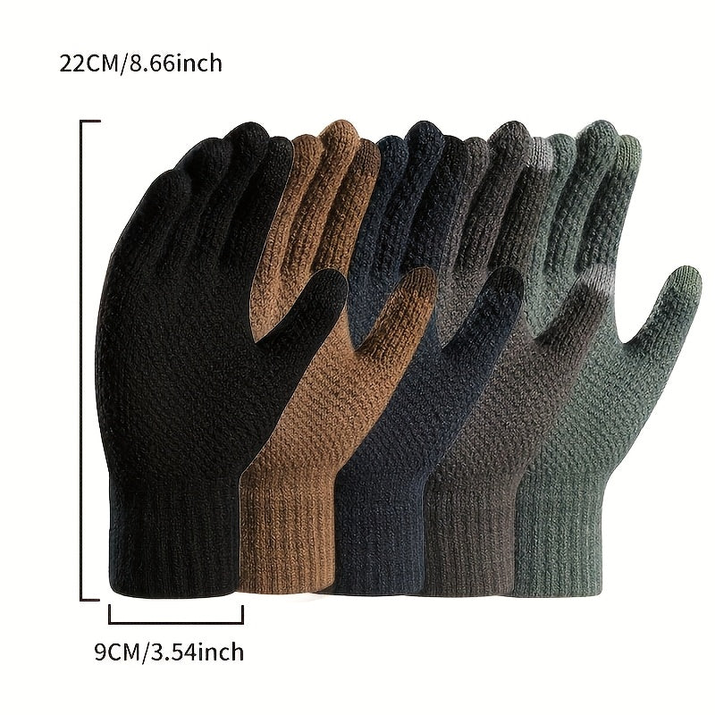 Gants doublés thermiques en maille, bleu marine