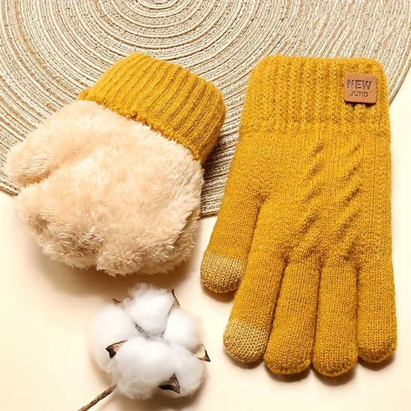 Gants doublés thermiques en maille, 4 coloris