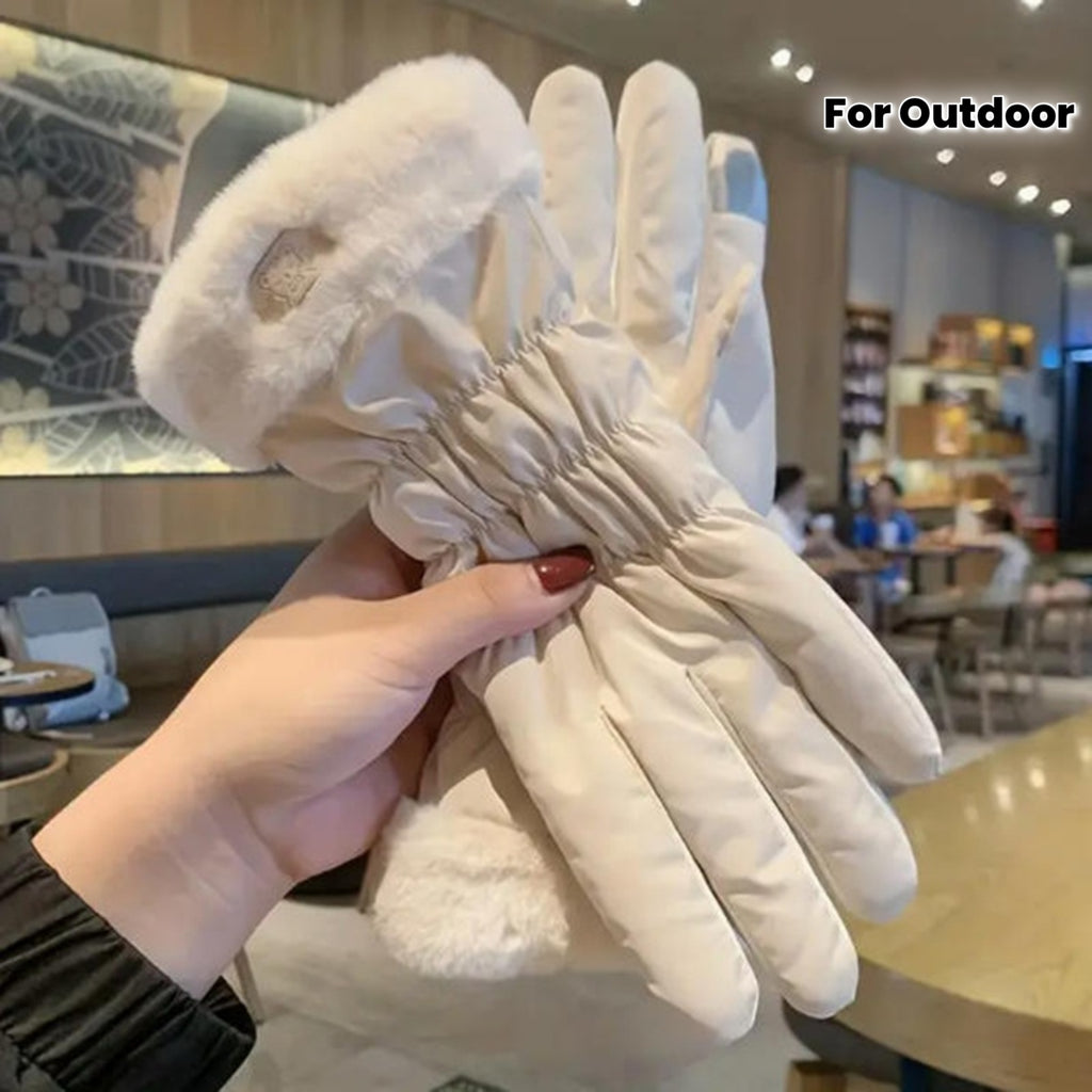 Gants de ski antidérapants à revers de fourrure