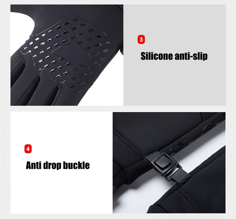 Gants tactiles antidérapants à picots en softshell, gris