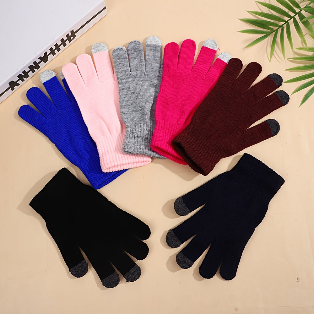 Gants tactiles thermiques en maille, 5 coloris