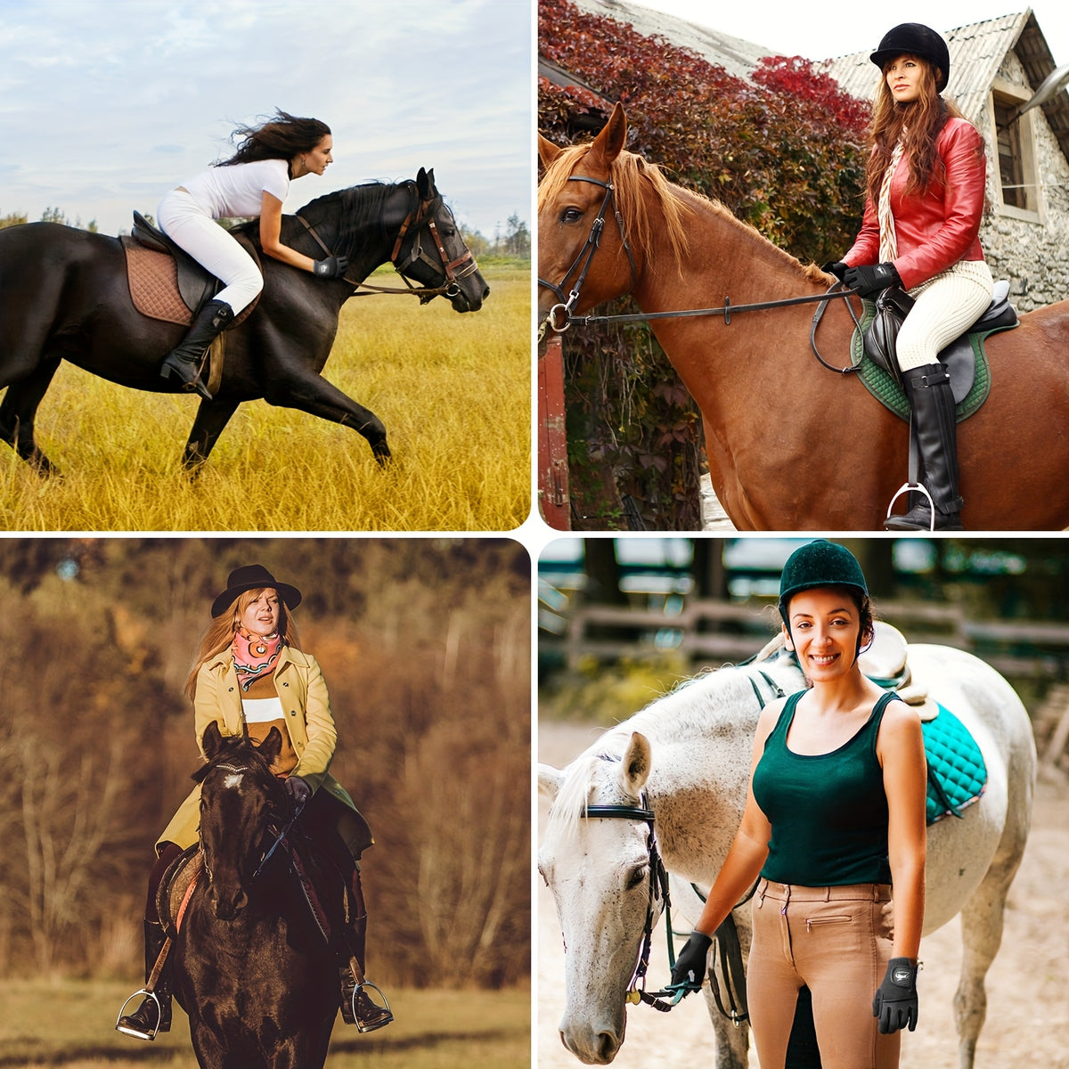 Gants d'équitation respirants à paume renforcée en maille