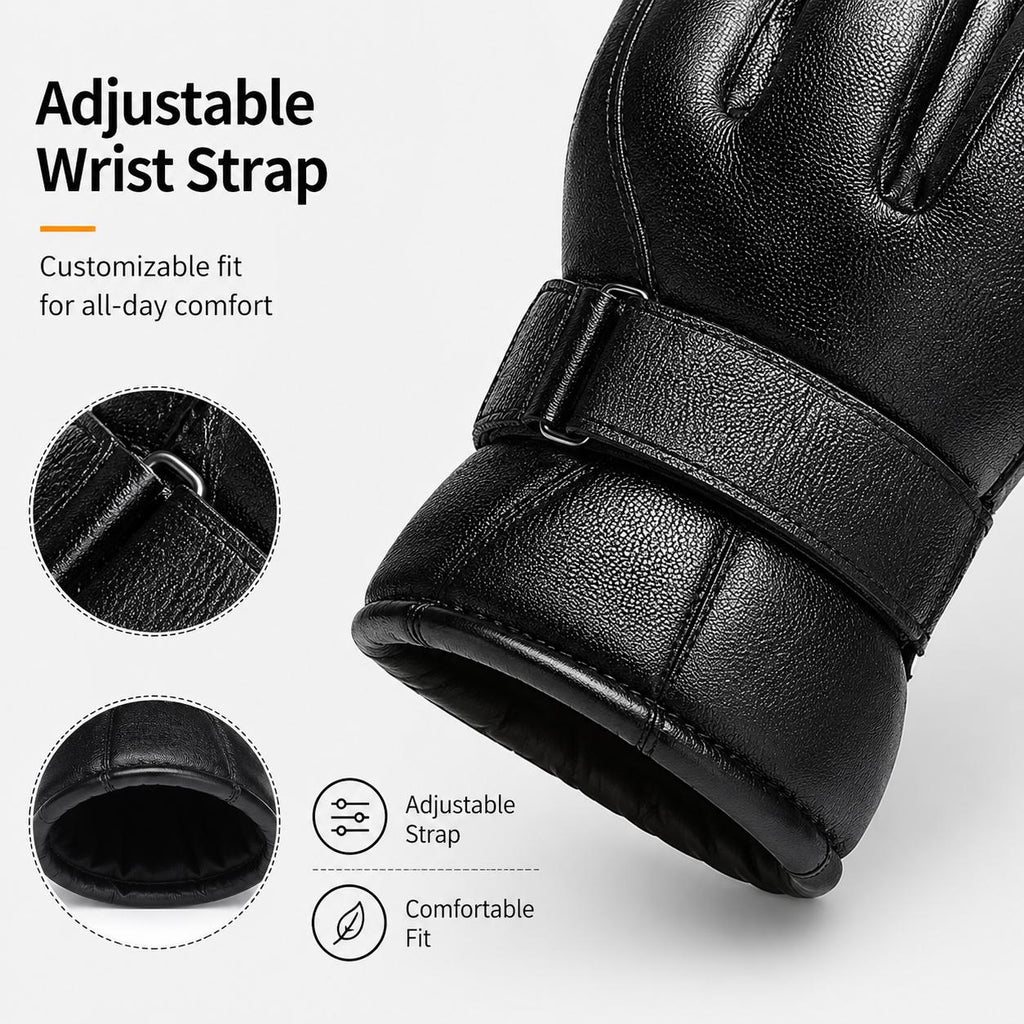 Gants tactiles thermiques en cuir, les sept grands
