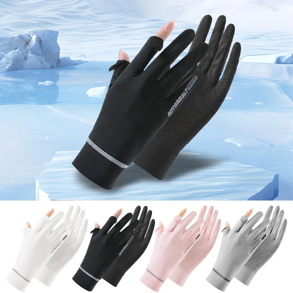 Gants en soie, bleu ciel