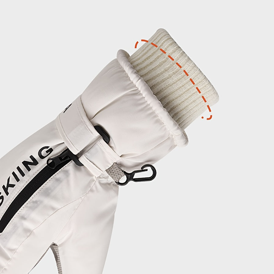 Gants de ski imperméables à sangle de poignet en maille à doublure polaire