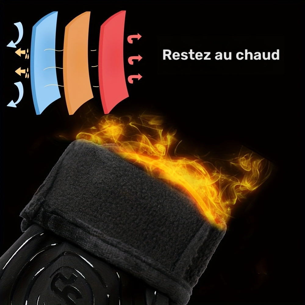 Gants tactiles coupe-vent doublés en simili cuir