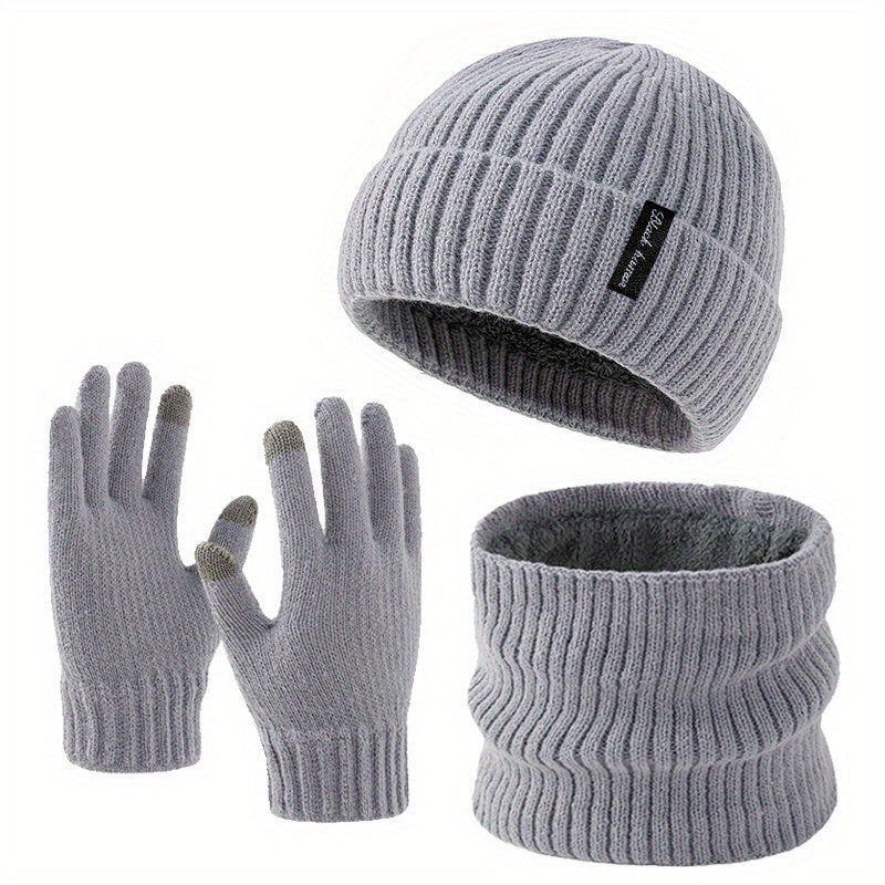 Gants doublés thermiques en maille — lot de 3 paires, 4 coloris