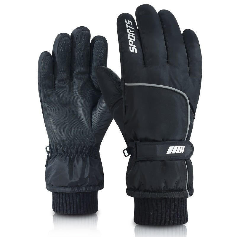 Gants de ski tactiles à poignet côtelé doublés peluche