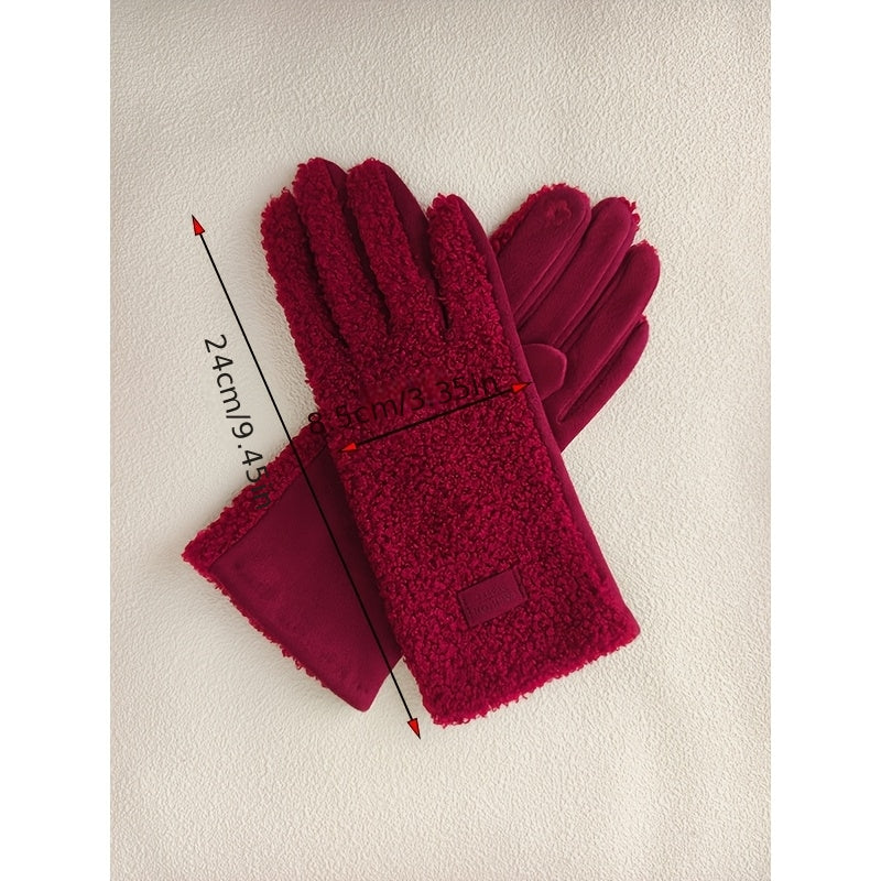 Gants à étiquette cousue en peluche bouclée