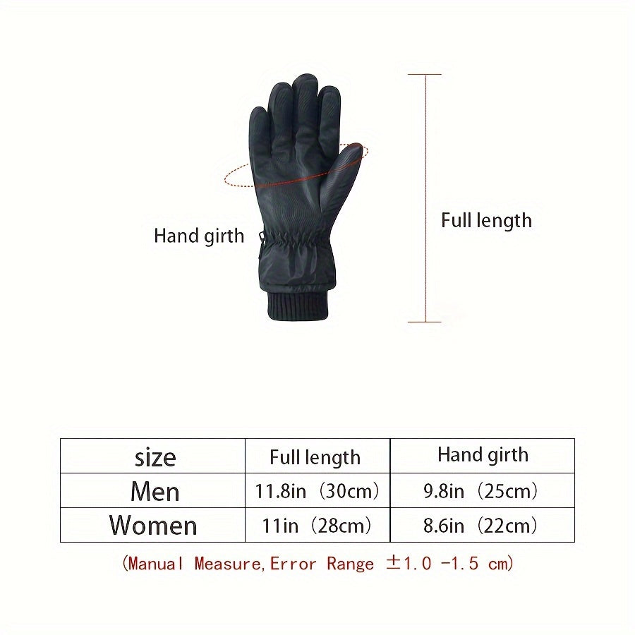 Gants de ski tactiles à poignet côtelé doublés peluche