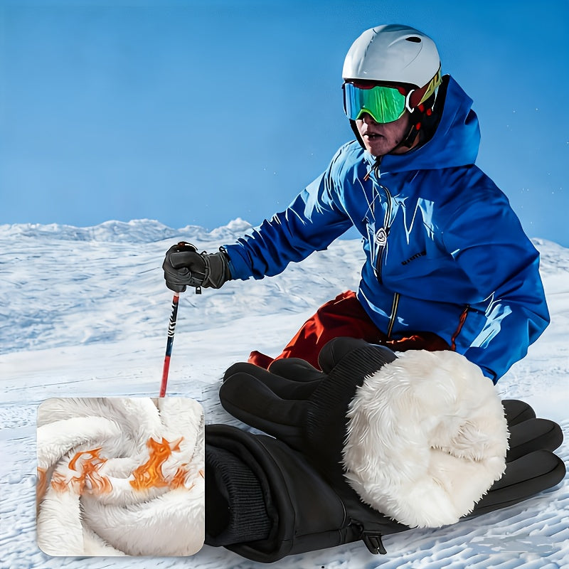 Gants de ski tactiles à sangle de poignet en simili cuir