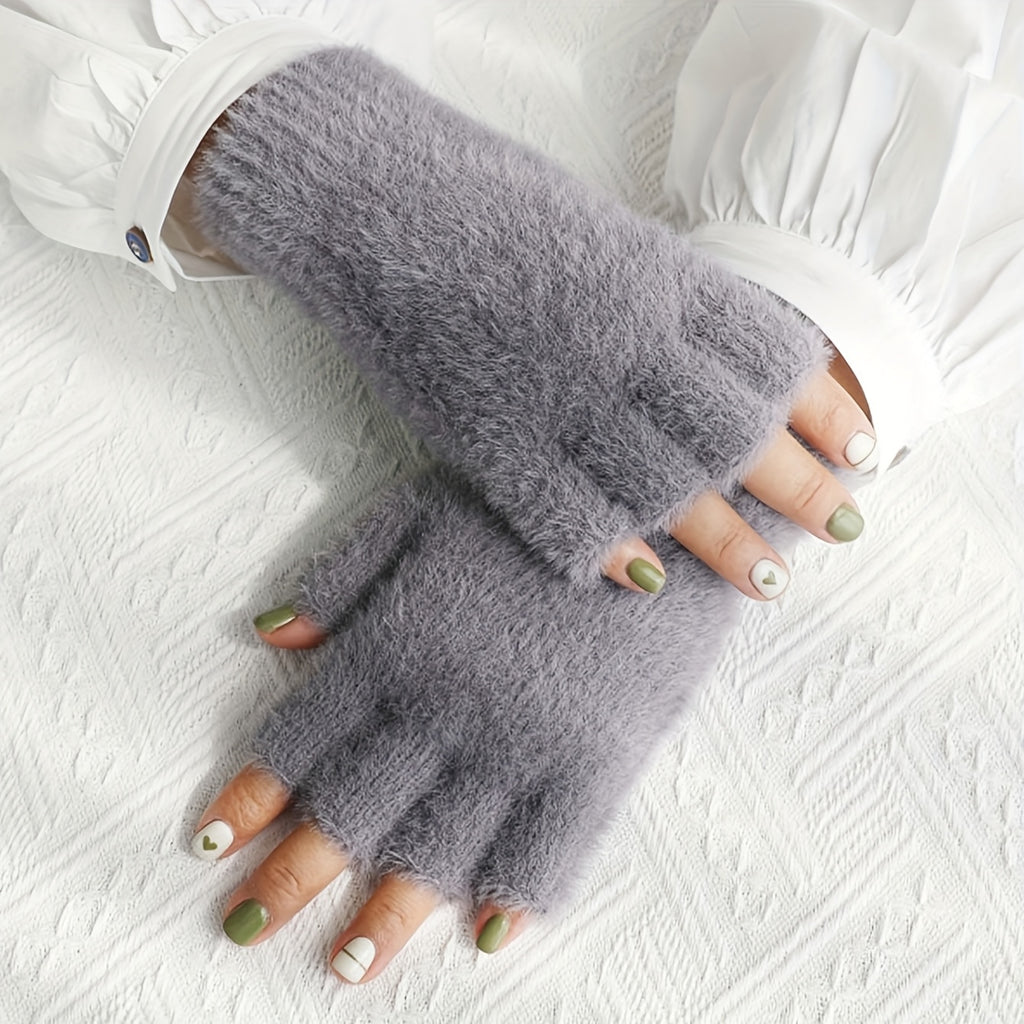 Gants sans doigts en maille, 2 coloris, tissé