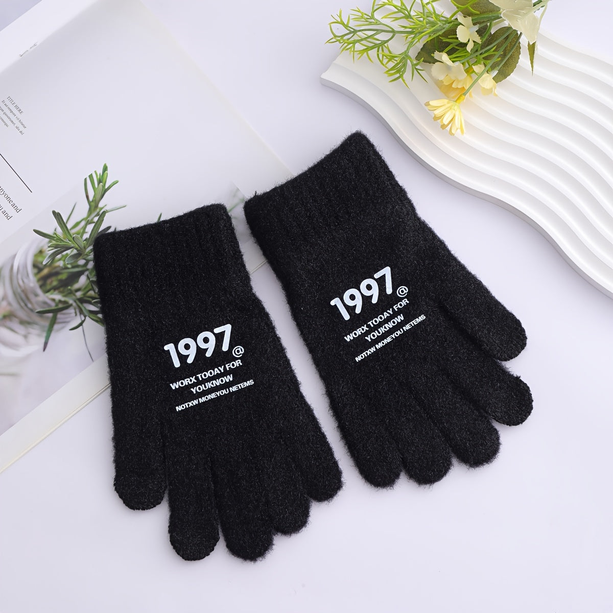 Gants Five Finger 1997 Lettrage - Noir