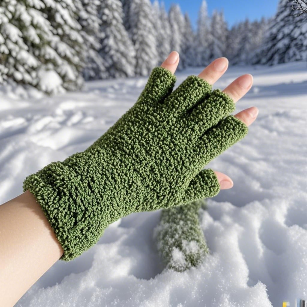 Gants longs en maille, noir