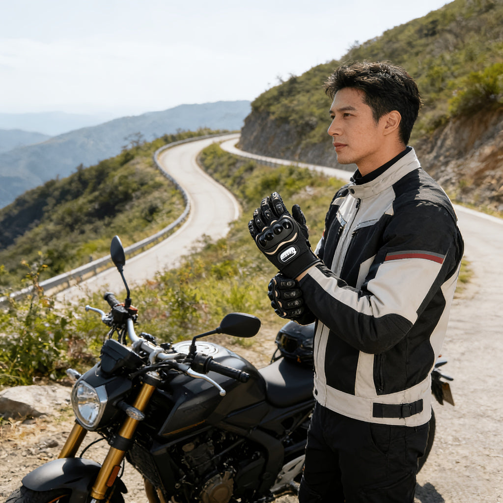 Gants de moto à coques en cuir