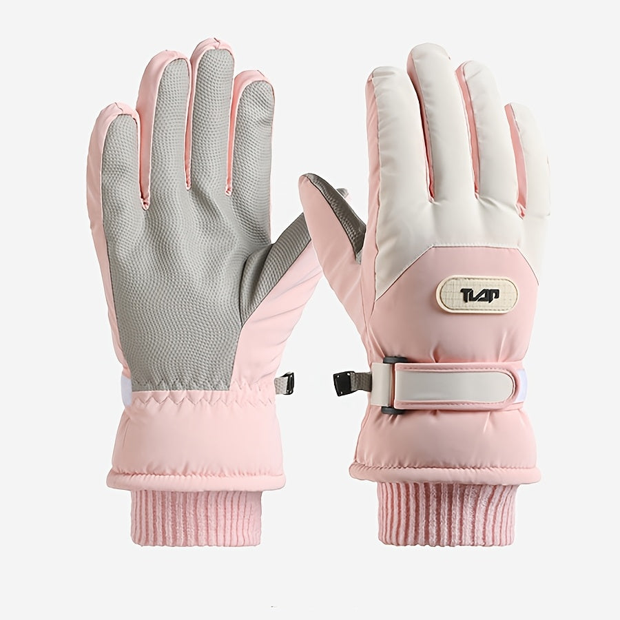 Gants de ski imperméables à sangle de poignet à boucle