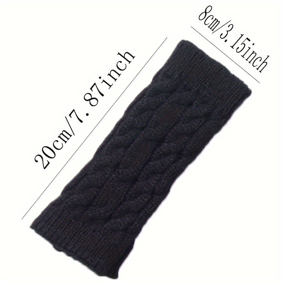 Gants mitaines thermiques en maille, noir, blanc et gris