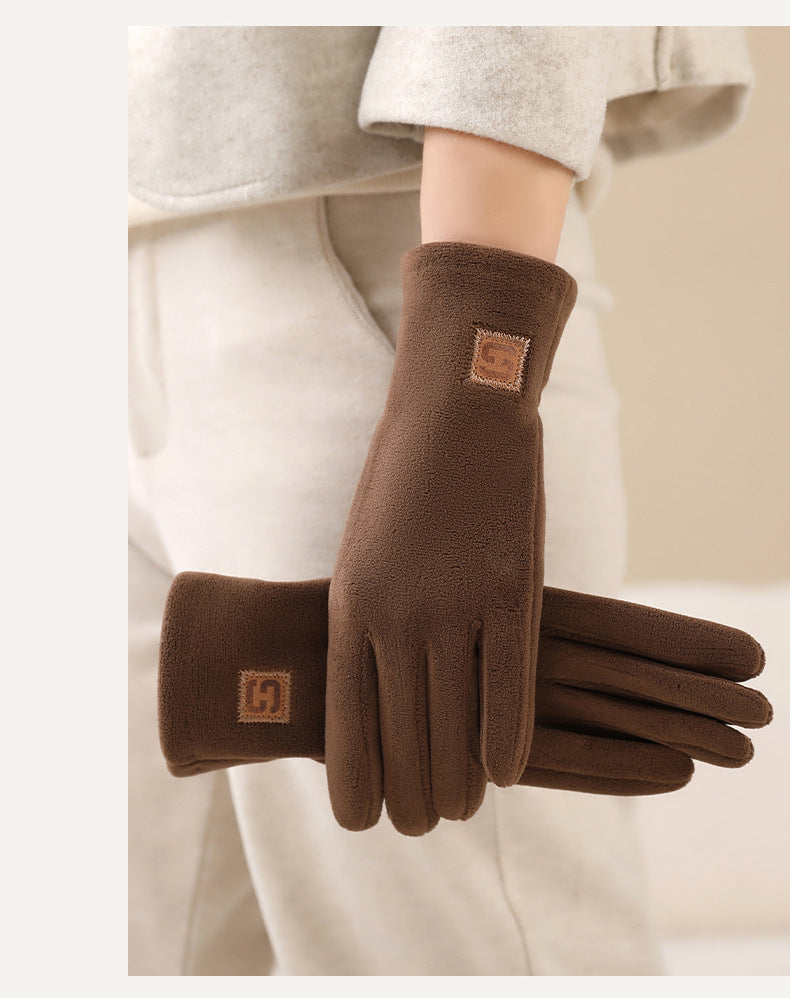 Gants tactiles coupe-vent doublés en coton