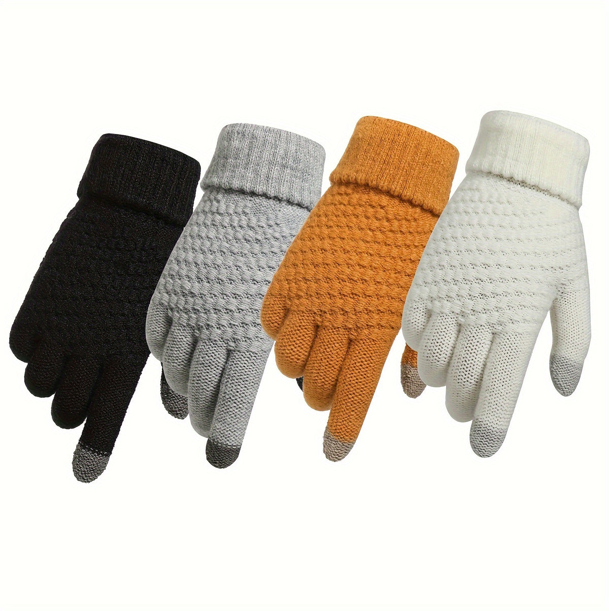 Gants doublés en maille, 3 coloris, rayé