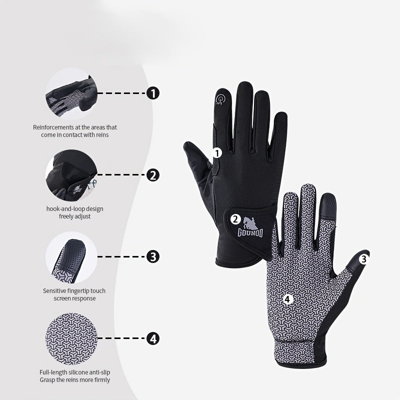 Gants d'équitation à paume renforcée à sangle de poignet en maille