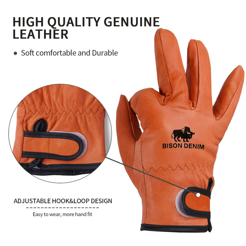 Gants de vélo à sangle de poignet en cuir de mouton