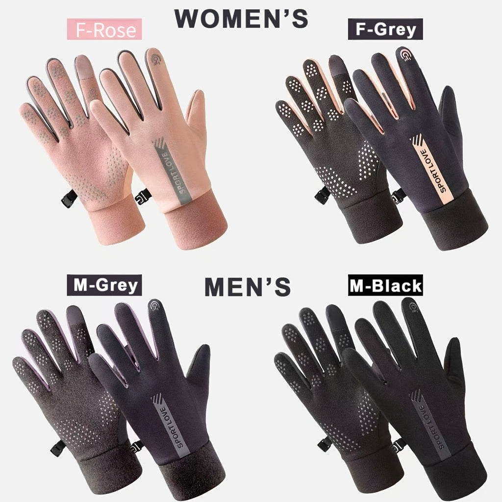 Gants coupe-vent thermiques en maille, 4 coloris, modèle femme-rose, modèle femme-gris rose