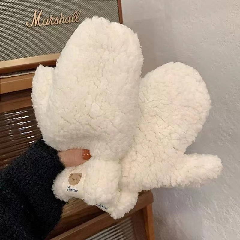 Gants Ours en Laine d'Agneau (Blanc)