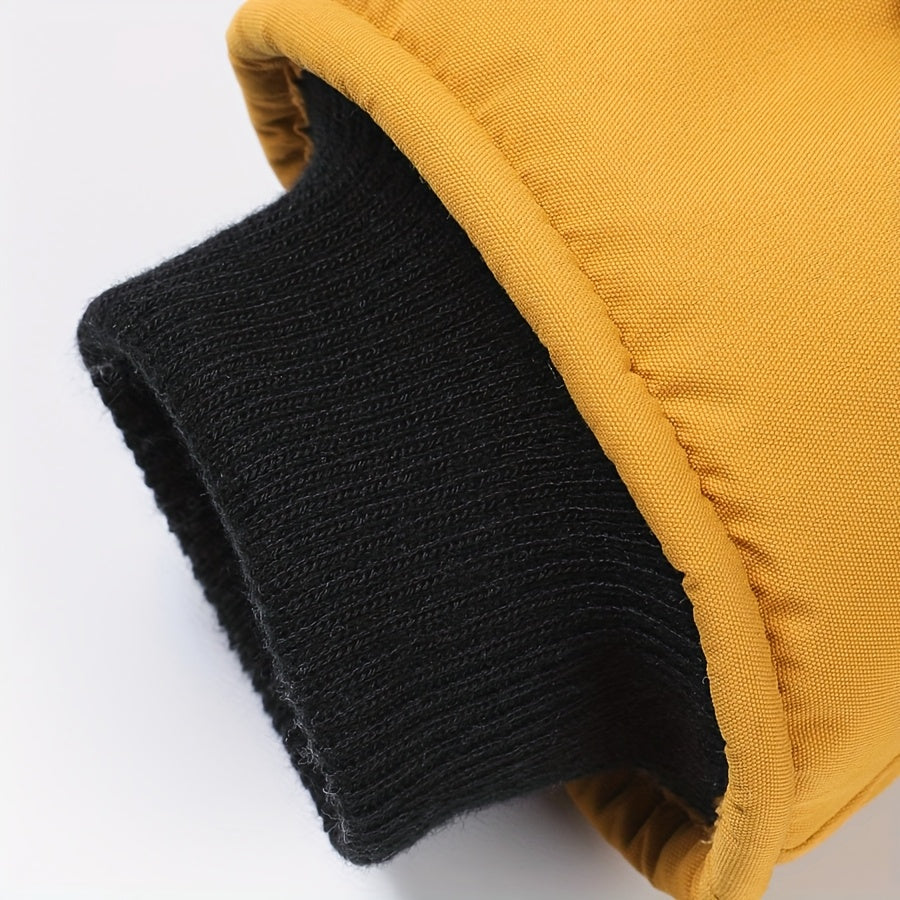 Gants de ski imperméables à sangle de poignet en maille, jaune