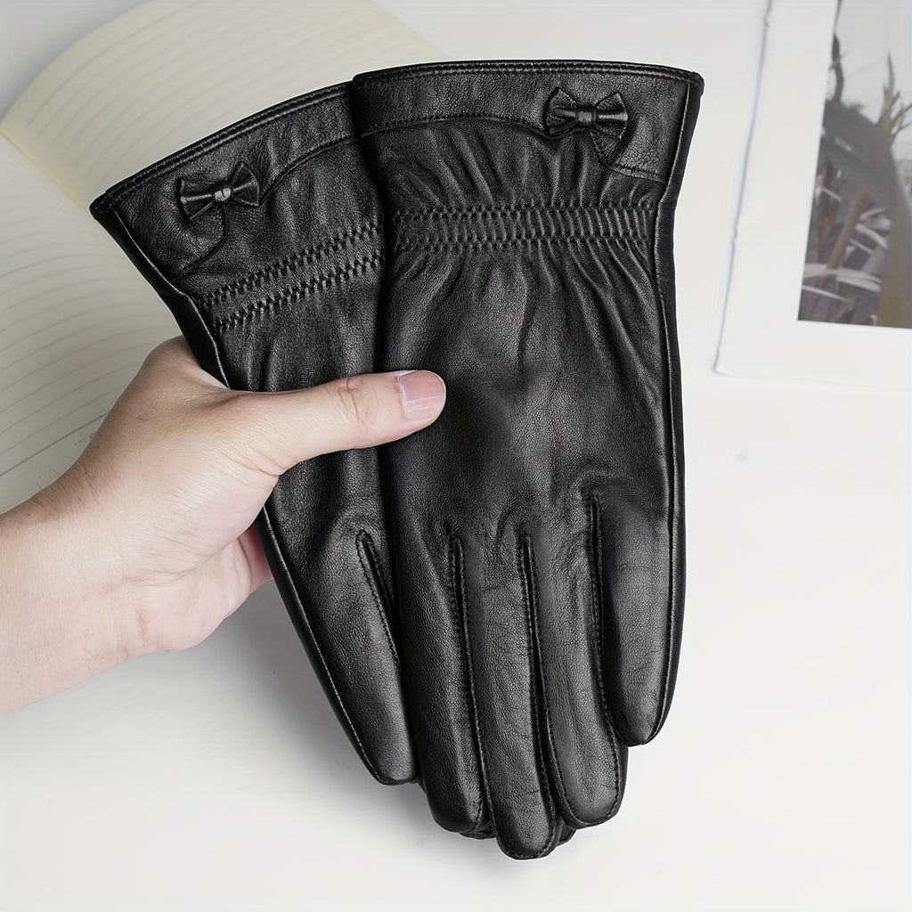 Gants tactiles à surpiqûres en cuir de mouton, du L au XXL