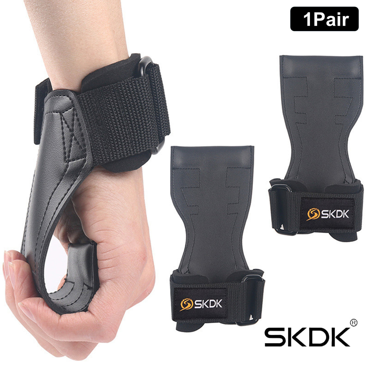 Gants de musculation à sangle de poignet en similicuir — lot de 2 paires