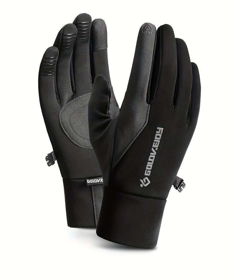 Gants de vélo tactiles à paume renforcée à sangle de poignet en softshell