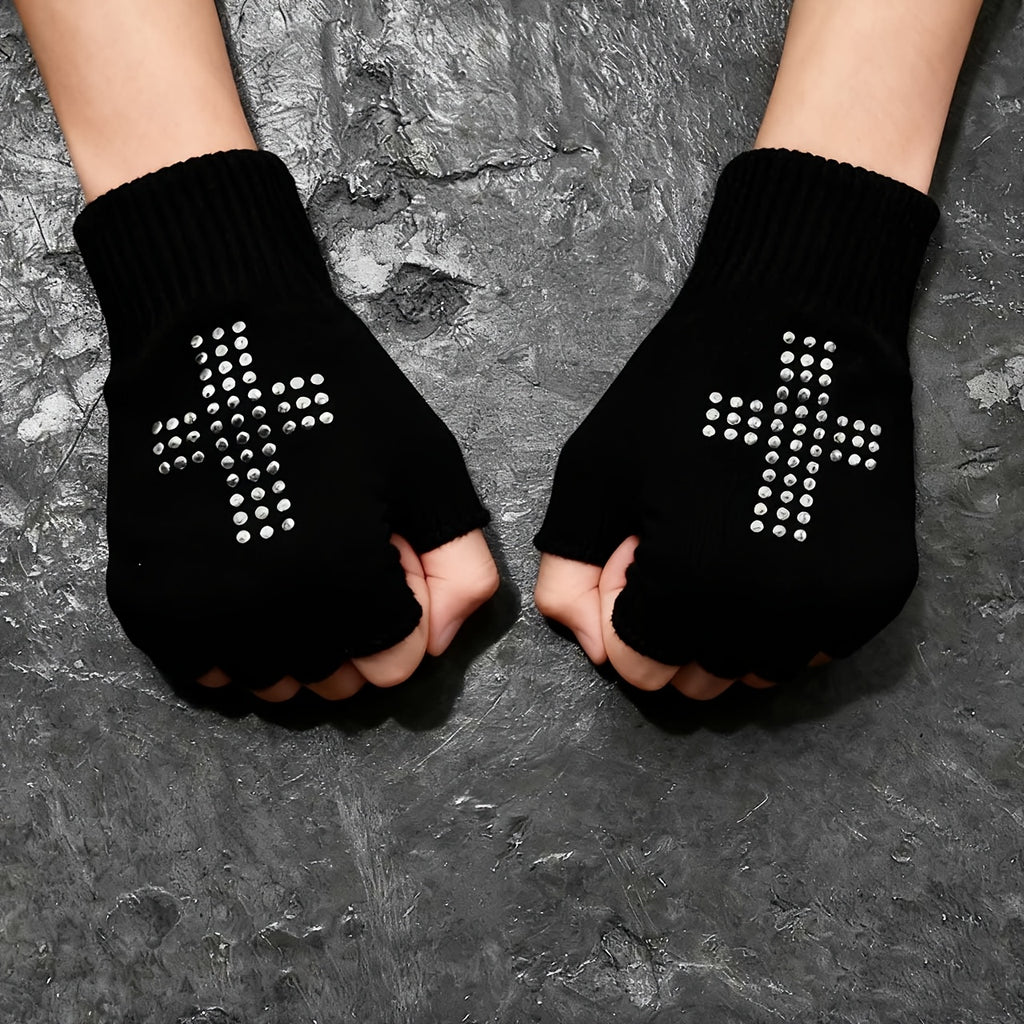 Mitaines tactiles à perles en maille