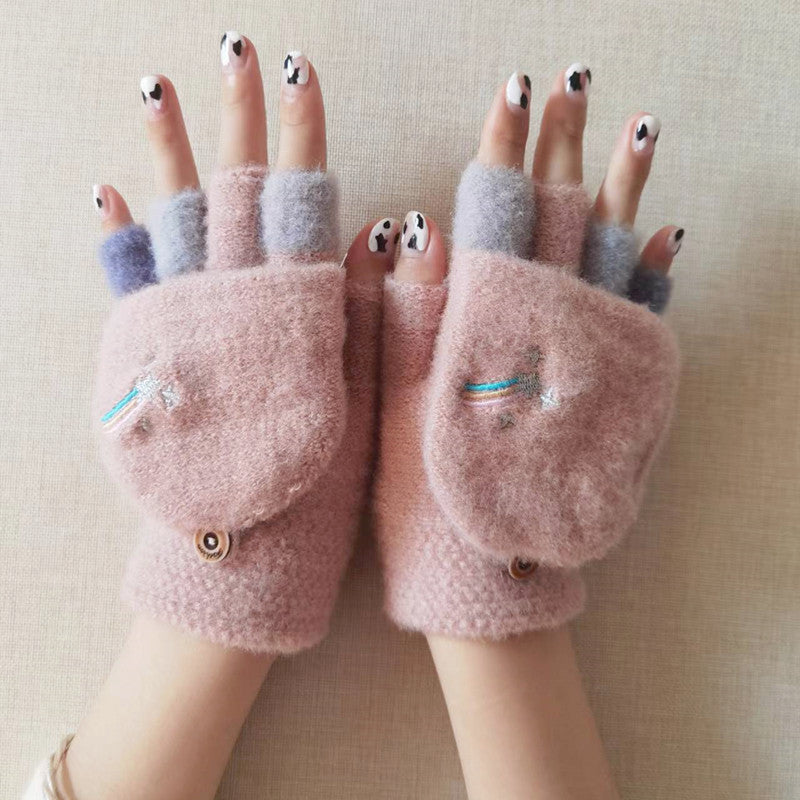 Gants thermiques en maille, 5 coloris, gris, rose, kaki, bleu et couleur marine