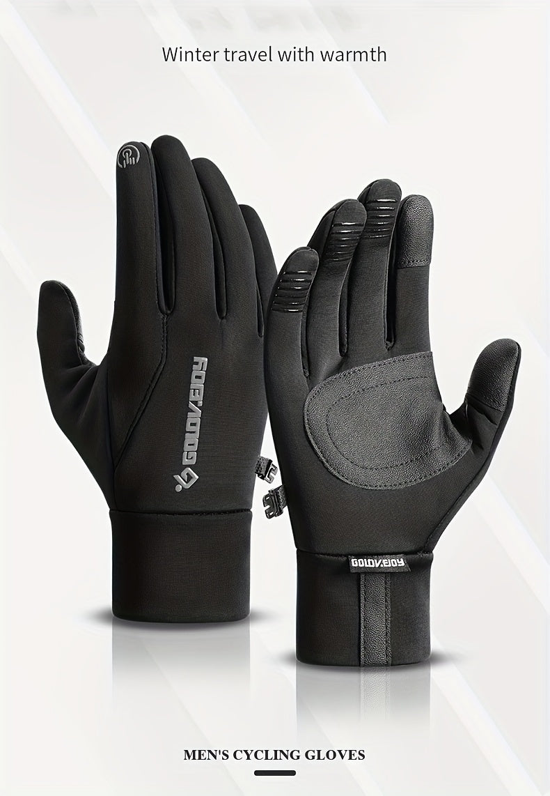 Gants de vélo tactiles à paume renforcée à sangle de poignet en softshell