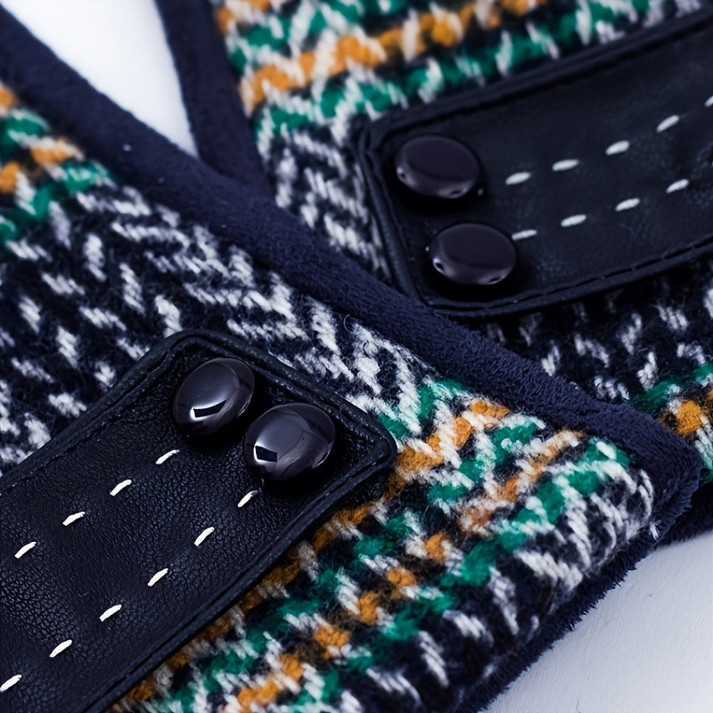 Gants en maille, 4 coloris, rayé, brodé