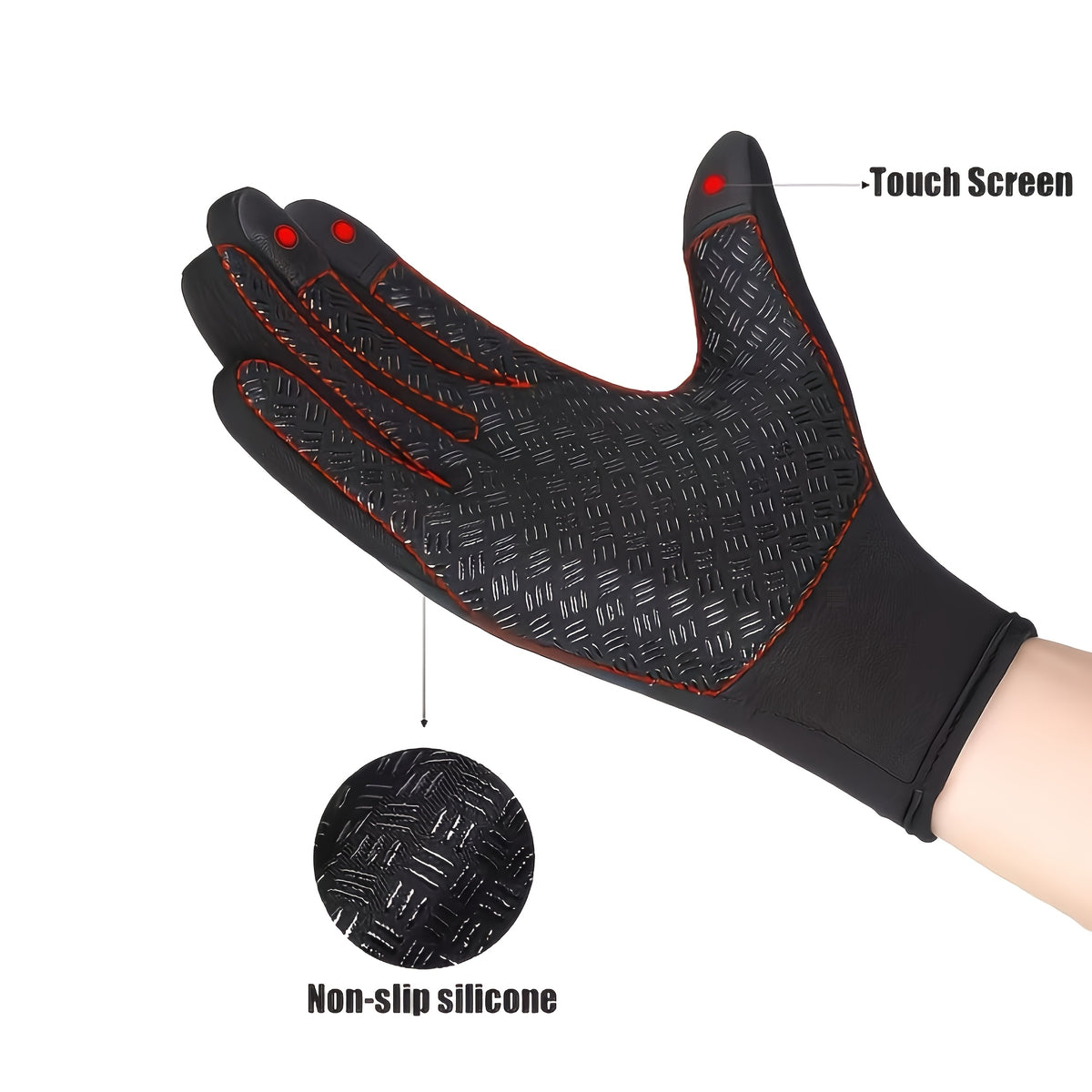 Gants coupe-vent doublés en maille, 4 coloris, du S au XL