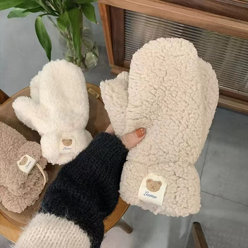 Gants mitaines doublés thermiques en coton